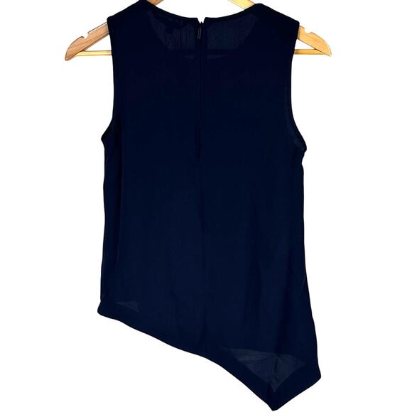 AX Armani Exchange Asymmetrical Rhinestone Top Navy Women's Size XS NWOT FLAW - Picture 2 of 11